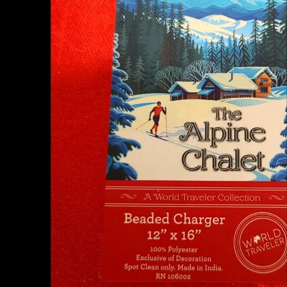 Beaded Gingerbread House Christmas Placemat Centerpiece Charger Alpine Chalet